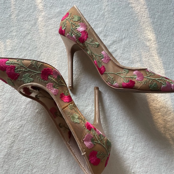 Betsey Johnson Nude Sheer Floral Stiletto Heels - Picture 6 of 9